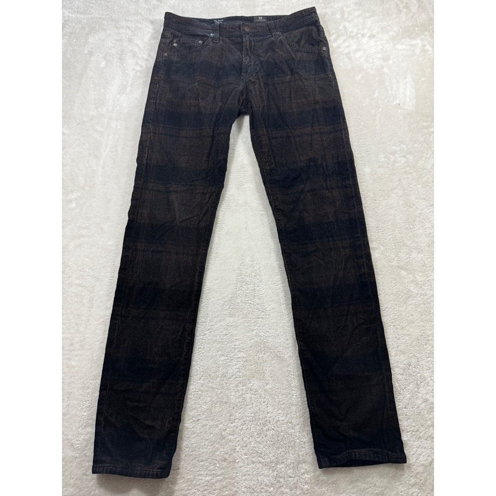 AG Adriano Goldschmied Mens Tellis Slim Corduroy Plaid Pants 31x34 Meas 32x34